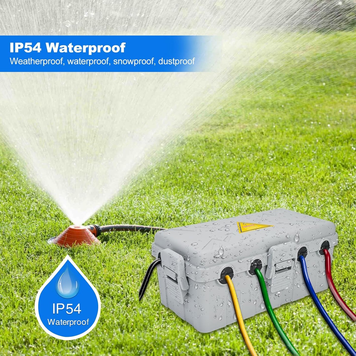 Weatherproof Electrical Box with 6 Cable Entry, IP54 Waterproof Cover for Power Strip, Timer, Plug, Holiday Lights - Grey, 10.6x5.5x4.5inch