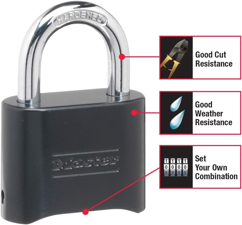 Weatherproof Master Lock Combination Lock - Set Your Own Code for Indoor and Outdoor Use