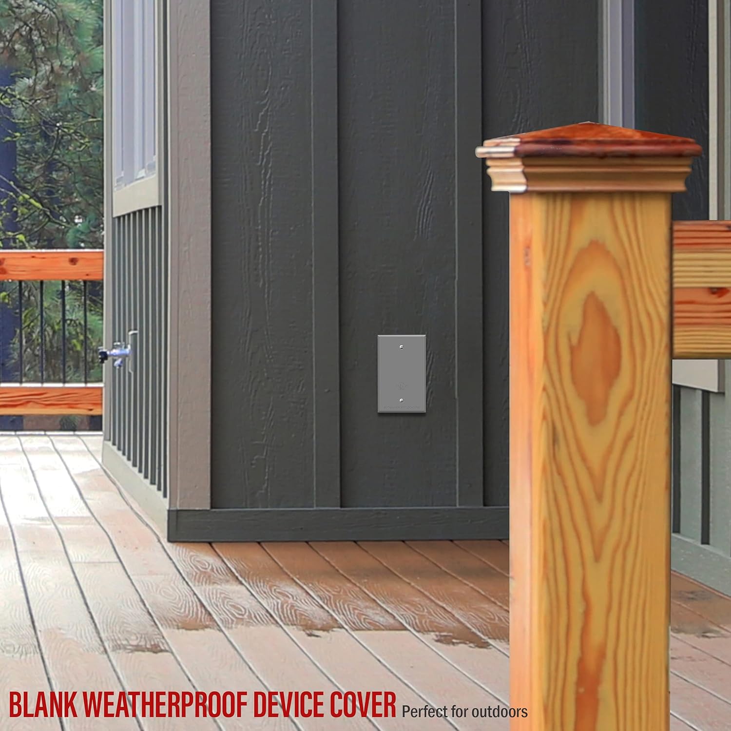 Weatherproof Outdoor Blank Metal Wall Plate for Corrosion Resistance - 1-Gang 4.50" x 2.76" Zinc Alloy Cover, Gray Finish