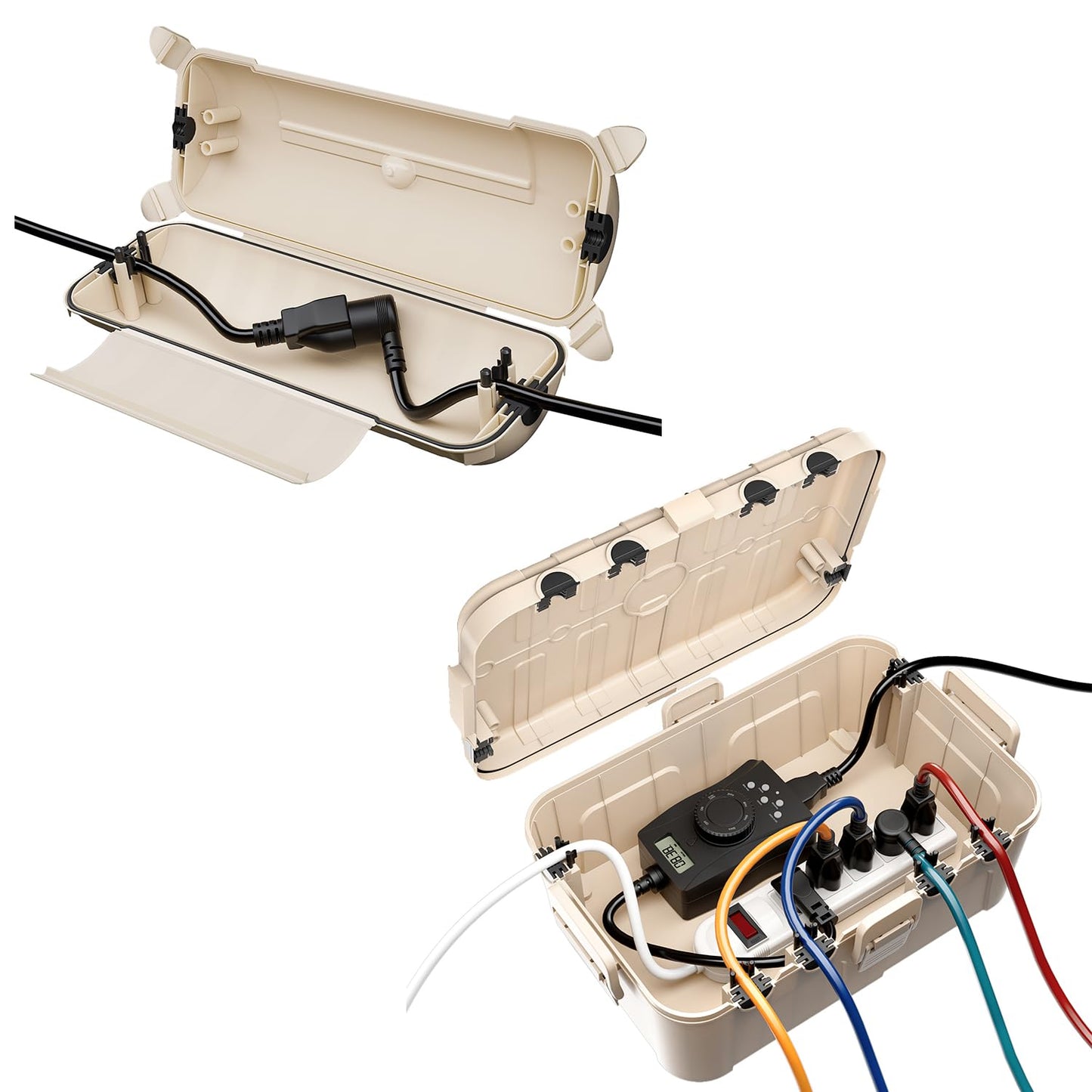 Weatherproof Outdoor Electrical Box Set: Large (12.5 x 8.5 x 5 inch) & Medium (11.4 x 4.3 x 3 inch), IP54 Waterproof Outlet Boxes