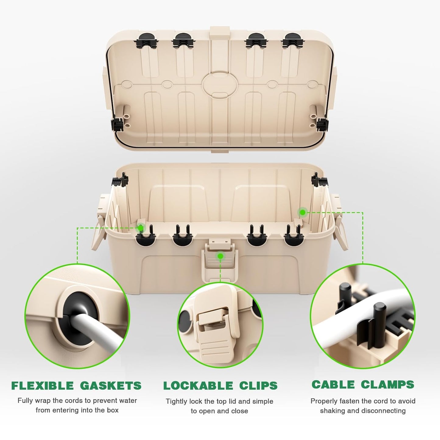 Weatherproof Outdoor Electrical Box Set: Large (12.5 x 8.5 x 5 inch) & Medium (11.4 x 4.3 x 3 inch), IP54 Waterproof Outlet Boxes