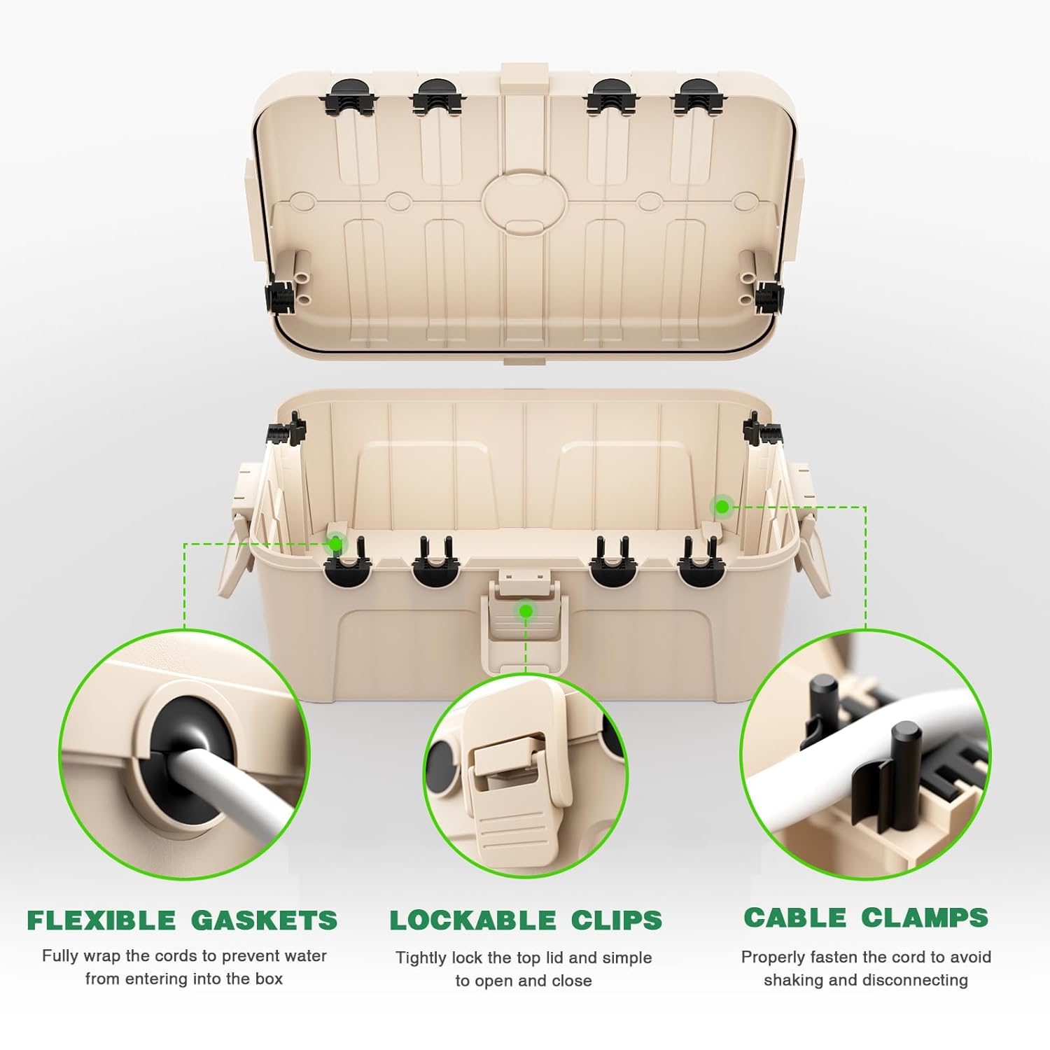 Weatherproof Outdoor Electrical Box Set: Large (12.5 x 8.5 x 5 inch) & Medium (11.4 x 4.3 x 3 inch), IP54 Waterproof Outlet Boxes