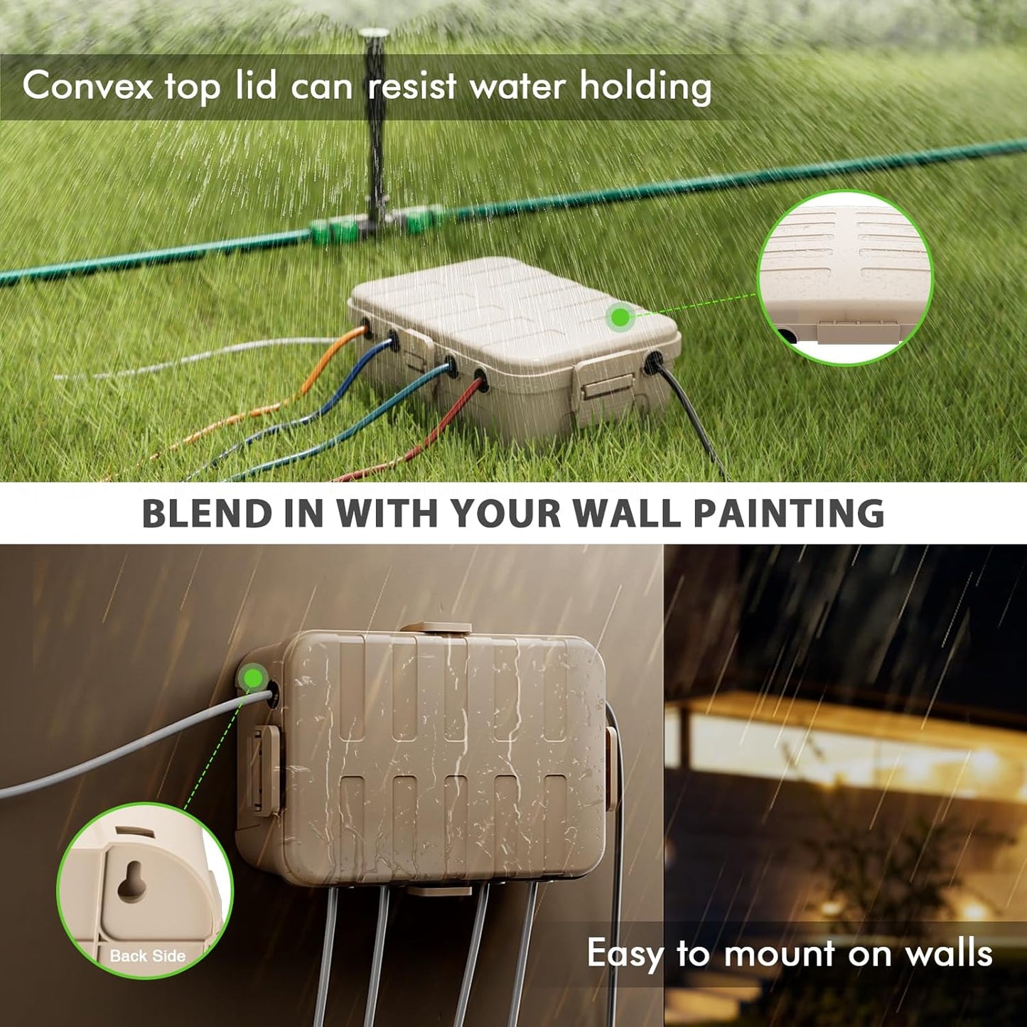 Weatherproof Outdoor Electrical Box Set: Large (12.5 x 8.5 x 5 inch) & Medium (11.4 x 4.3 x 3 inch), IP54 Waterproof Outlet Boxes