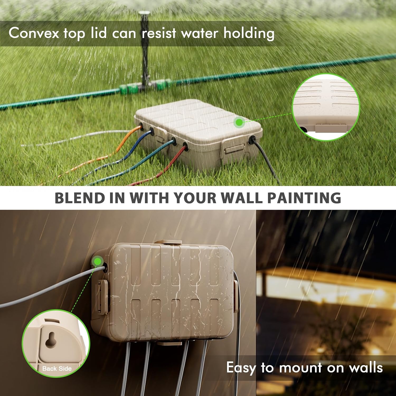 Weatherproof Outdoor Electrical Box Set: Large (12.5 x 8.5 x 5 inch) & Medium (11.4 x 4.3 x 3 inch), IP54 Waterproof Outlet Boxes