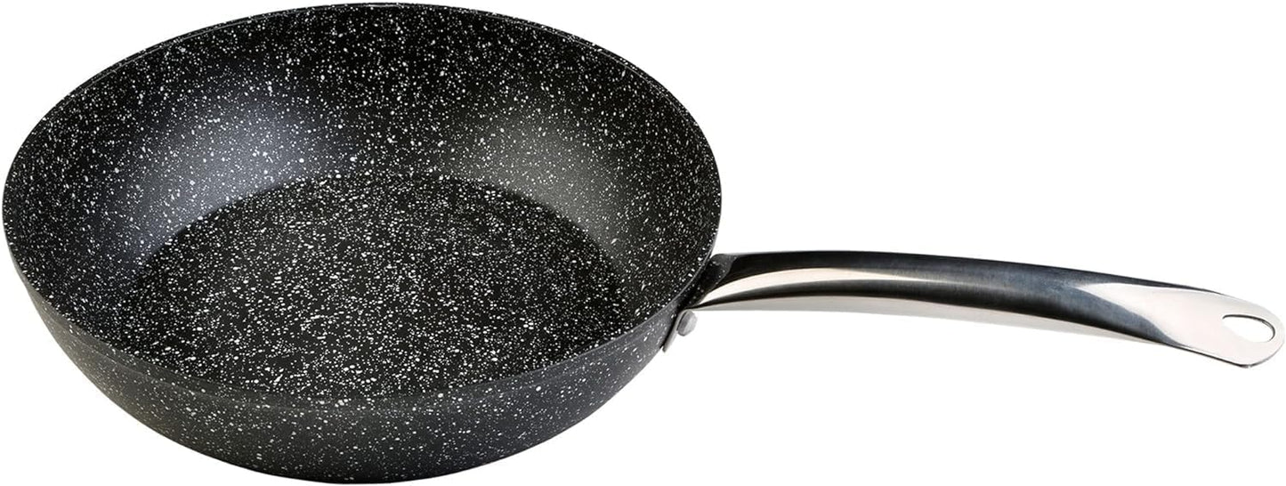 WECOOK Granite Frying Pan 26 cm - Full Induction, Non-Stick Stone, PFOA-Free, Professional Steel Handle - Suitable for All Cookers
