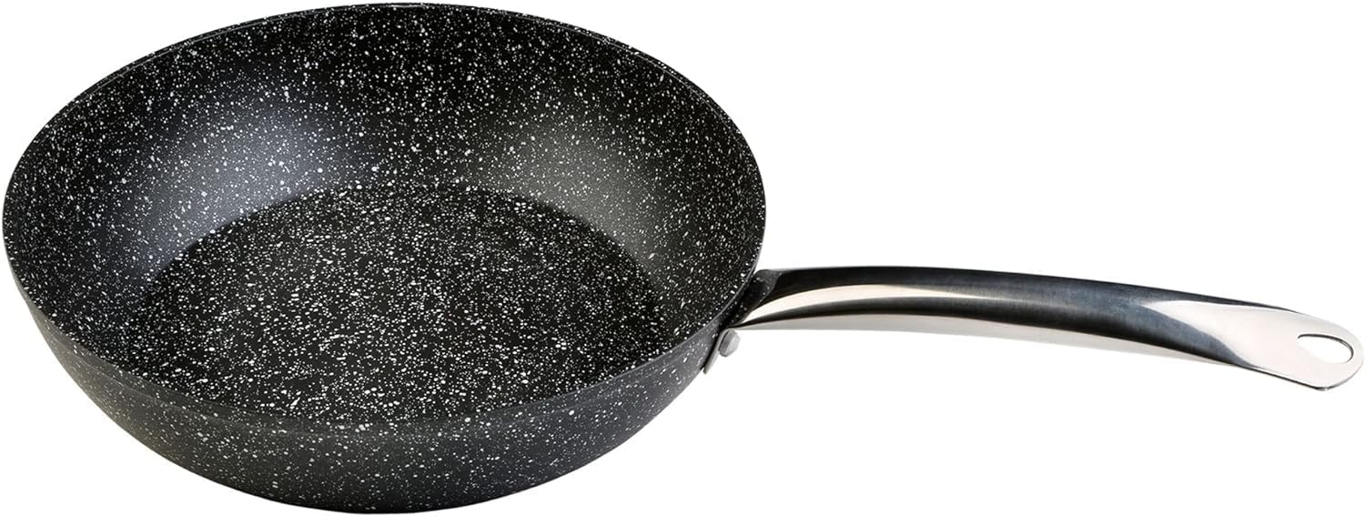 WECOOK Granite Frying Pan 26 cm - Full Induction, Non-Stick Stone, PFOA-Free, Professional Steel Handle - Suitable for All Cookers