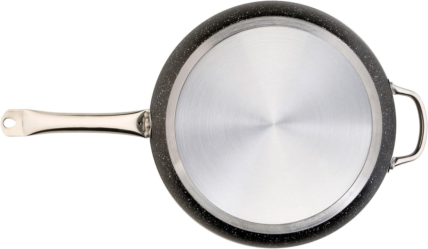 WECOOK Granite Frying Pan 26 cm - Full Induction, Non-Stick Stone, PFOA-Free, Professional Steel Handle - Suitable for All Cookers