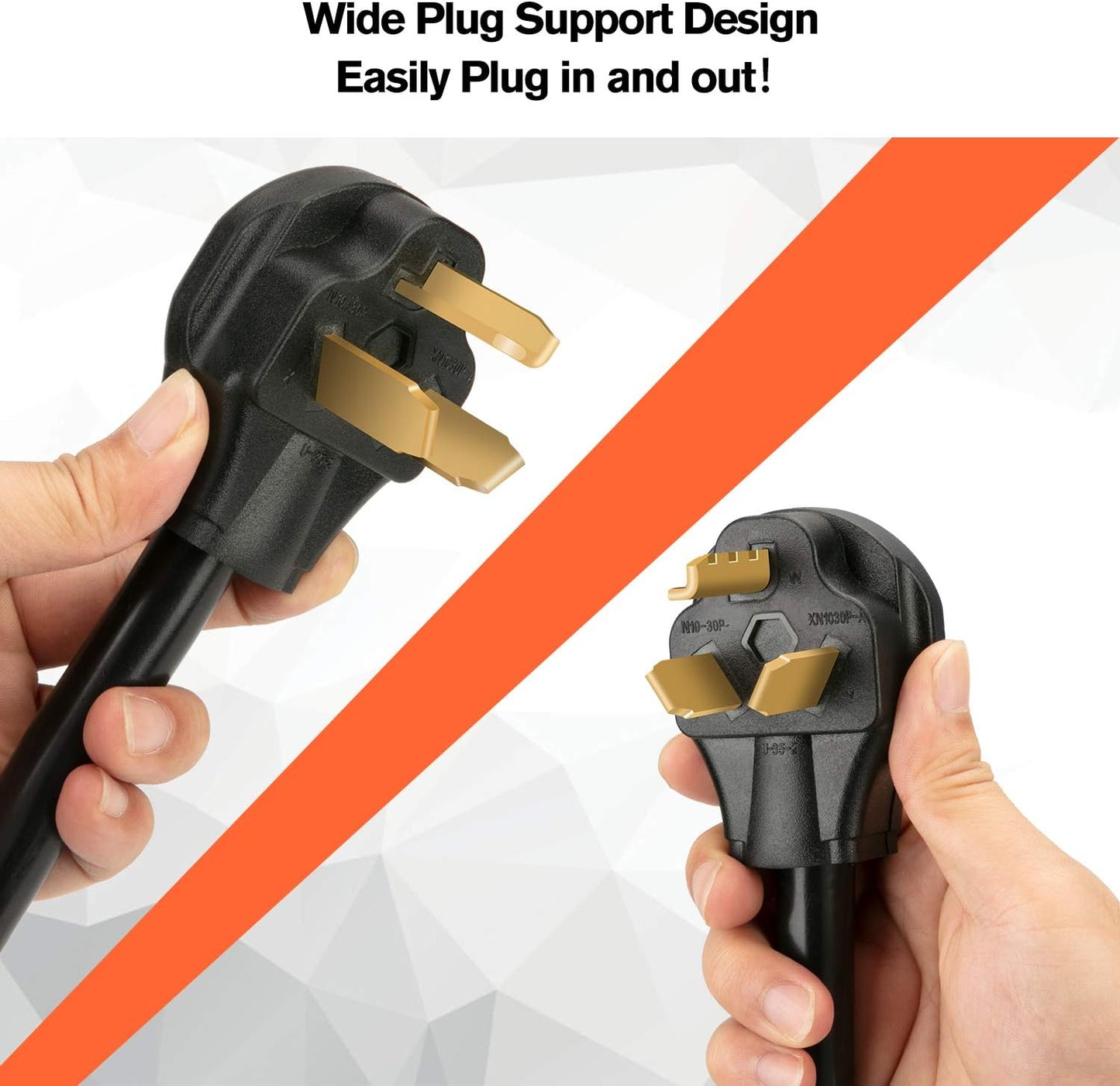 WELLUCK 1.5 FT 4 Prong to 3 Prong Dryer Adapter, 30 Amp Power Cord Converter with Ground Wire