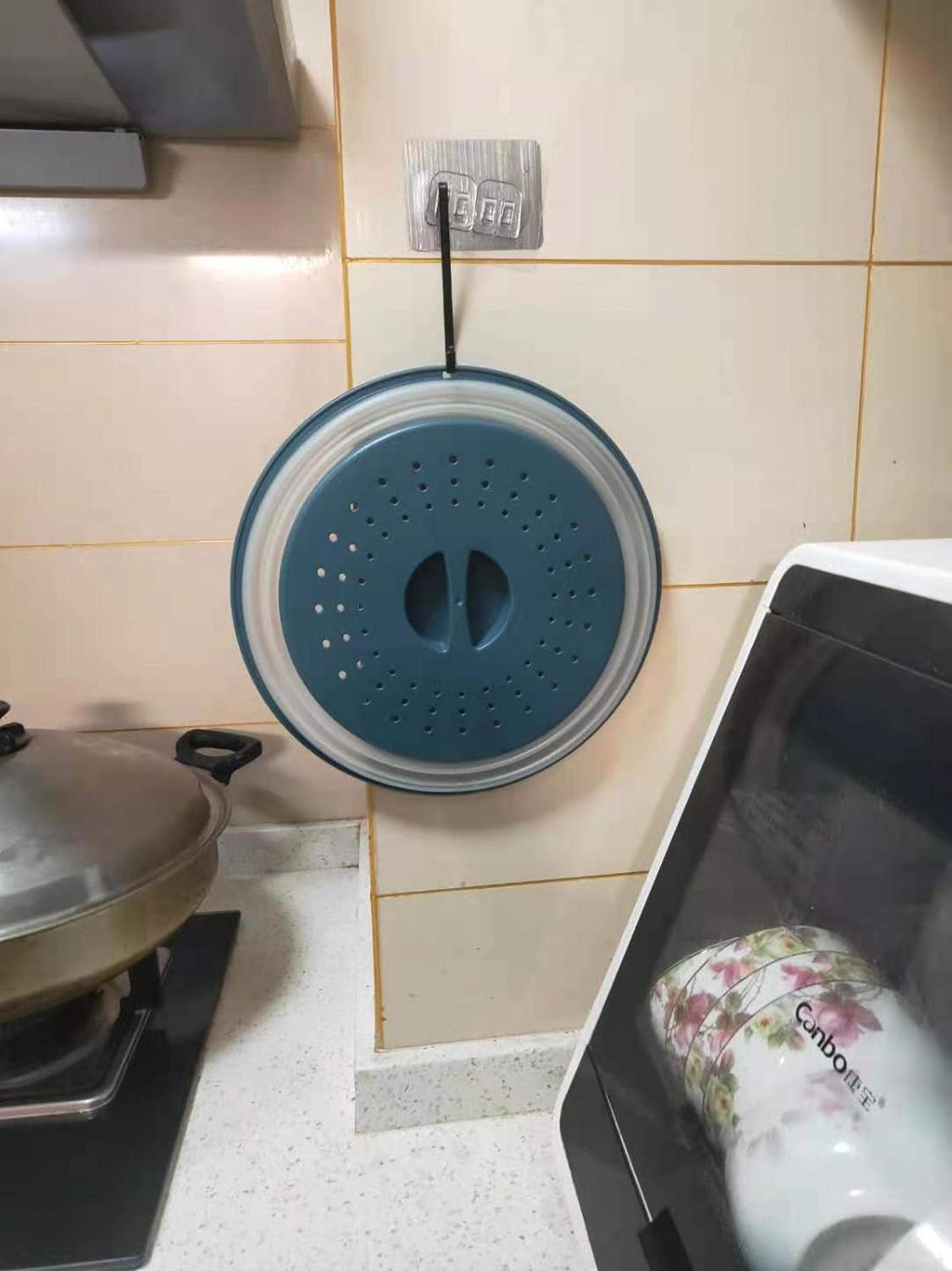 WENWELL 4 in 1 Vented Collapsible Microwave Splatter Cover & Mat Set - BPA-Free Silicone & Plastic, Dishwasher-Safe