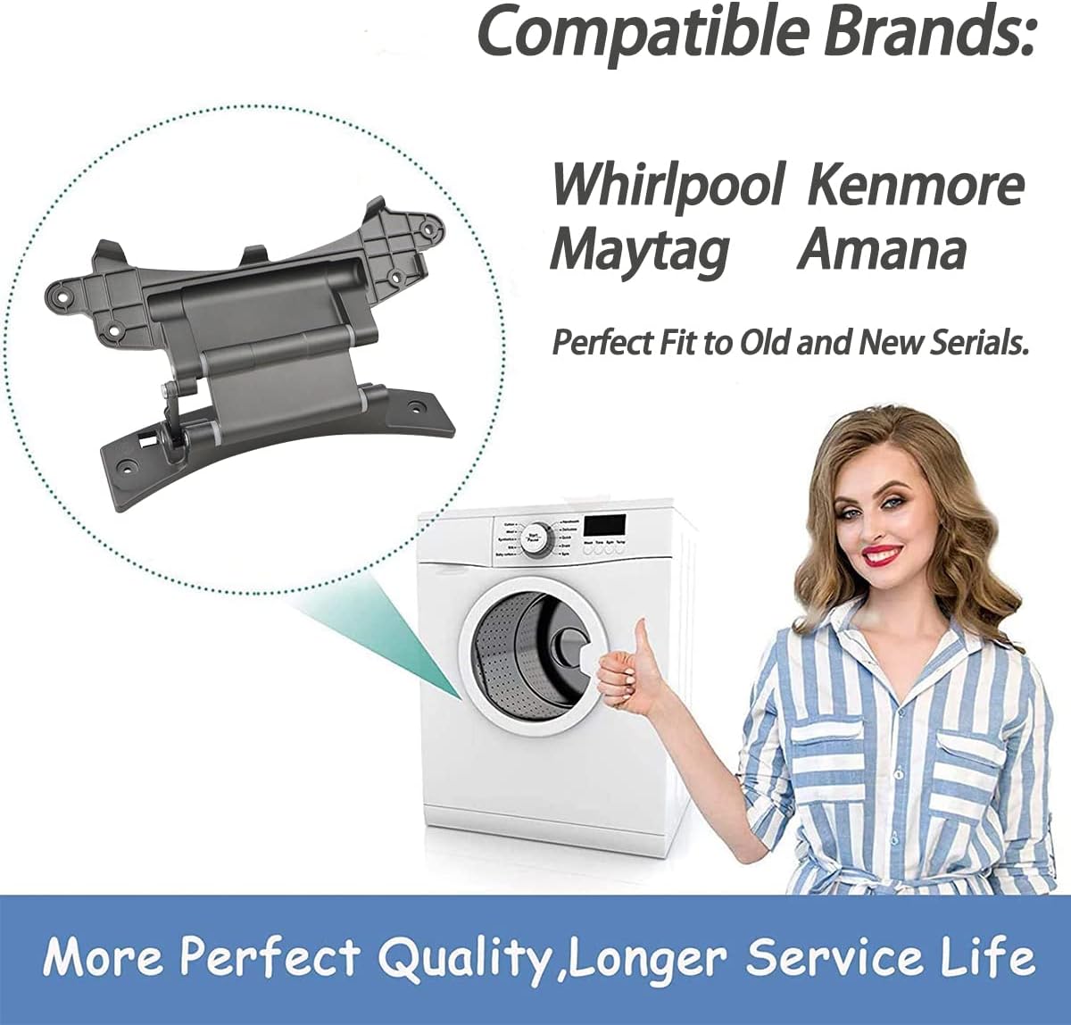 Whirlpool Duet Washer Door Hinge Replacement Compatible with Kenmore Elite and Maytag 3000 - Soobool OEM Part WP8183202