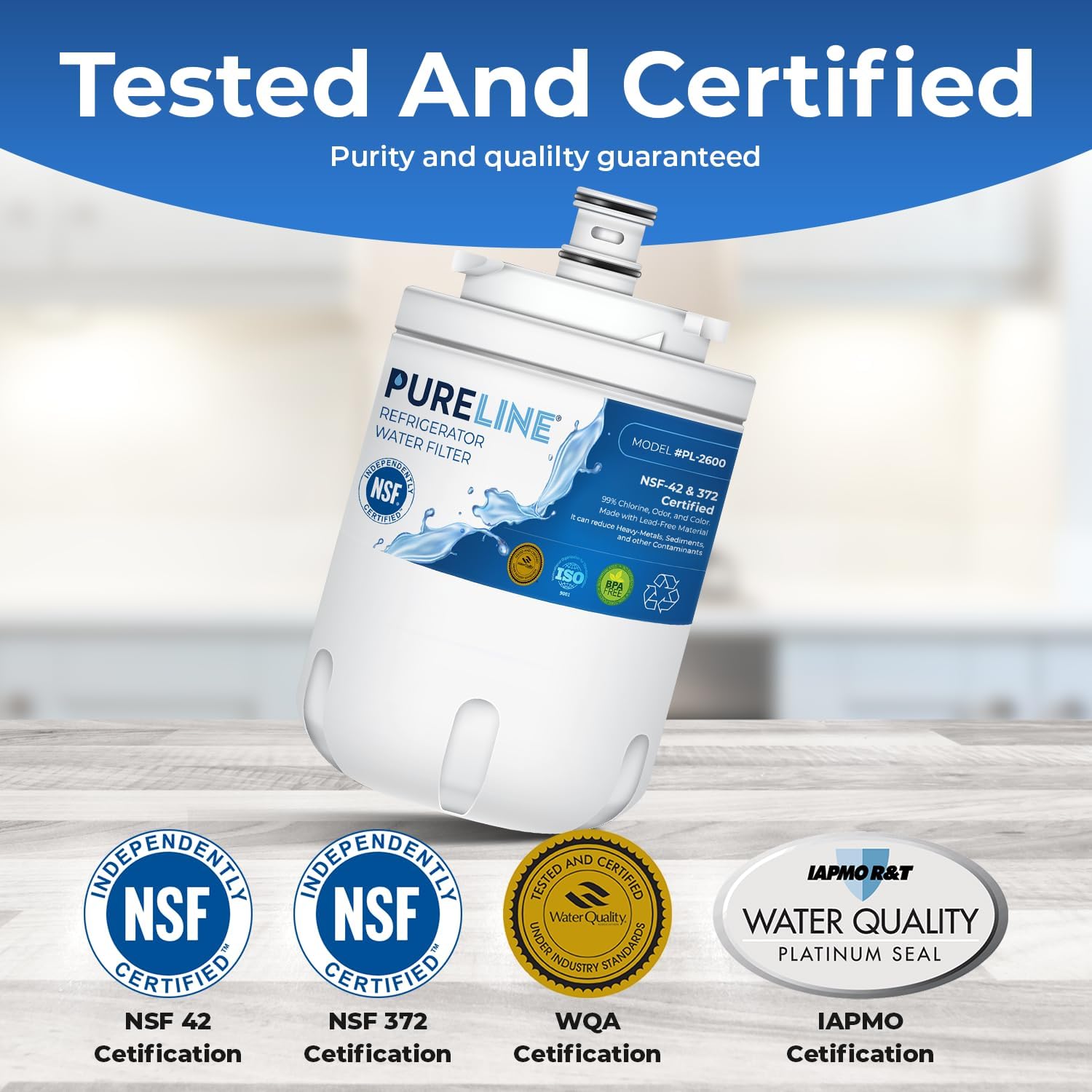 Whirlpool EDR7D1 Compatible Refrigerator Water Filter - Reduces Bad Taste & Odor