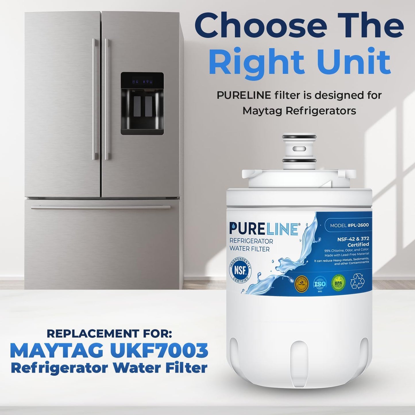 Whirlpool EDR7D1 Compatible Refrigerator Water Filter - Reduces Bad Taste & Odor