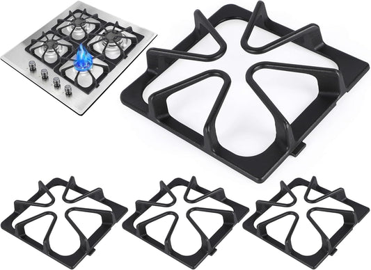 Whirlpool Gas Stove Grate Set-4 Pack, 8 ¾ x 8 ¼ inch Burner Grate Range Rack, Porcelain Enamel Cast Iron, Compatible with Maytag, Amana, Kenmore
