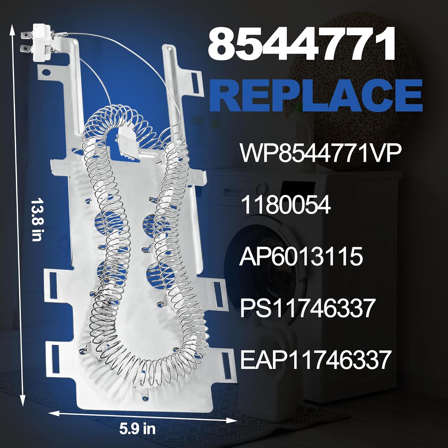 Whirlpool Maytag Dryer Heating Element with Thermal Cut Off Kit and High Limit Thermostat