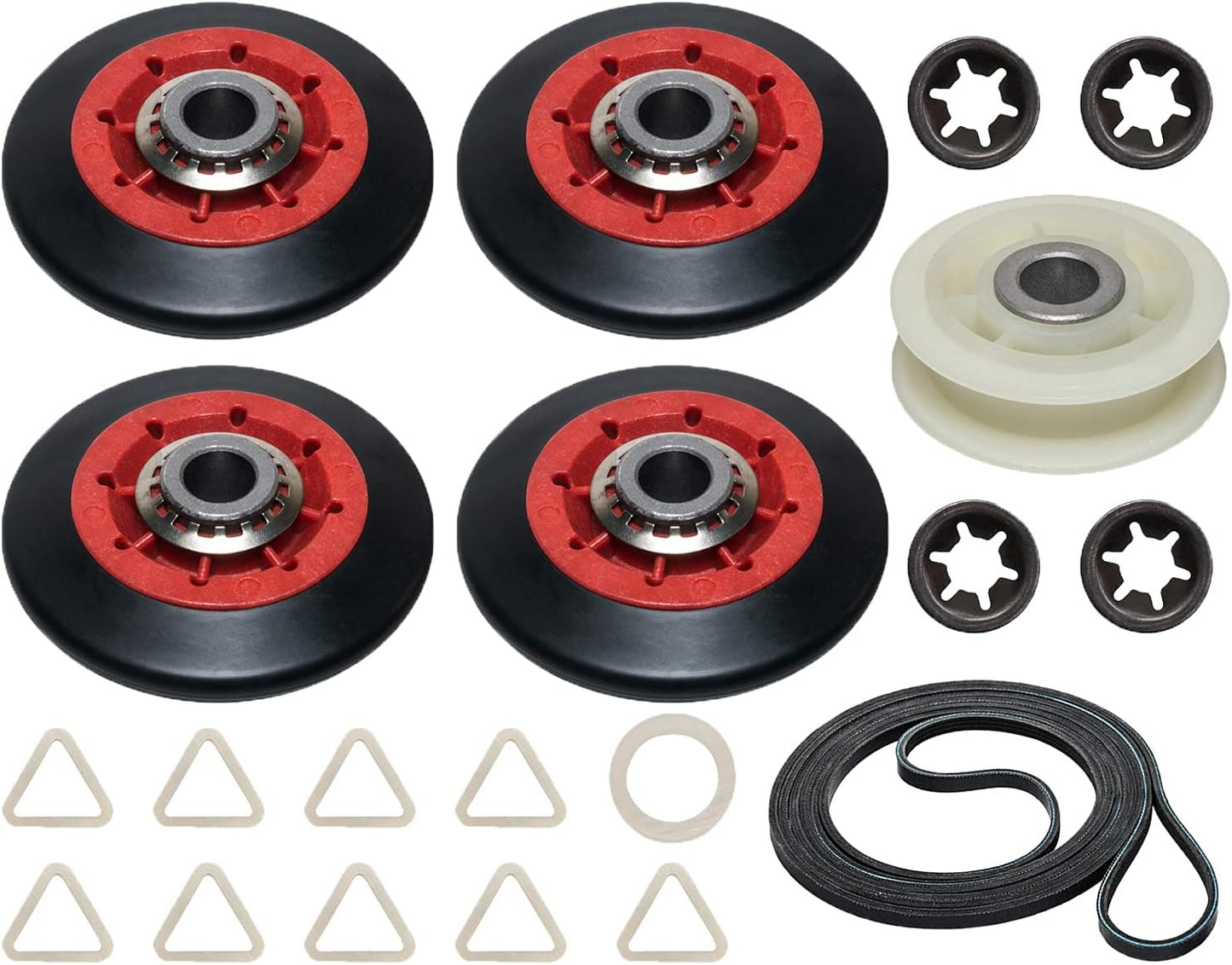 Whirlpool Maytag Dryer Repair Kit - PartsBroz 4392067 Compatible with Bravos Cabrio Duet - Includes 661570V Belt, WPW10314173 Roller, 279640 Pulley, WPW10512946 WP233520