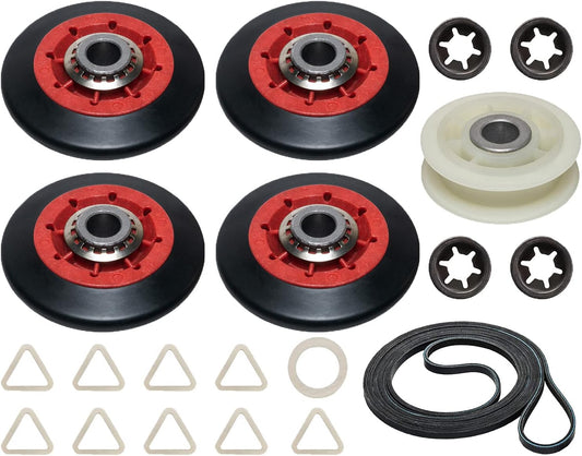 Whirlpool Maytag Dryer Repair Kit - PartsBroz 4392067 Compatible with Bravos Cabrio Duet - Includes 661570V Belt, WPW10314173 Roller, 279640 Pulley, WPW10512946 WP233520