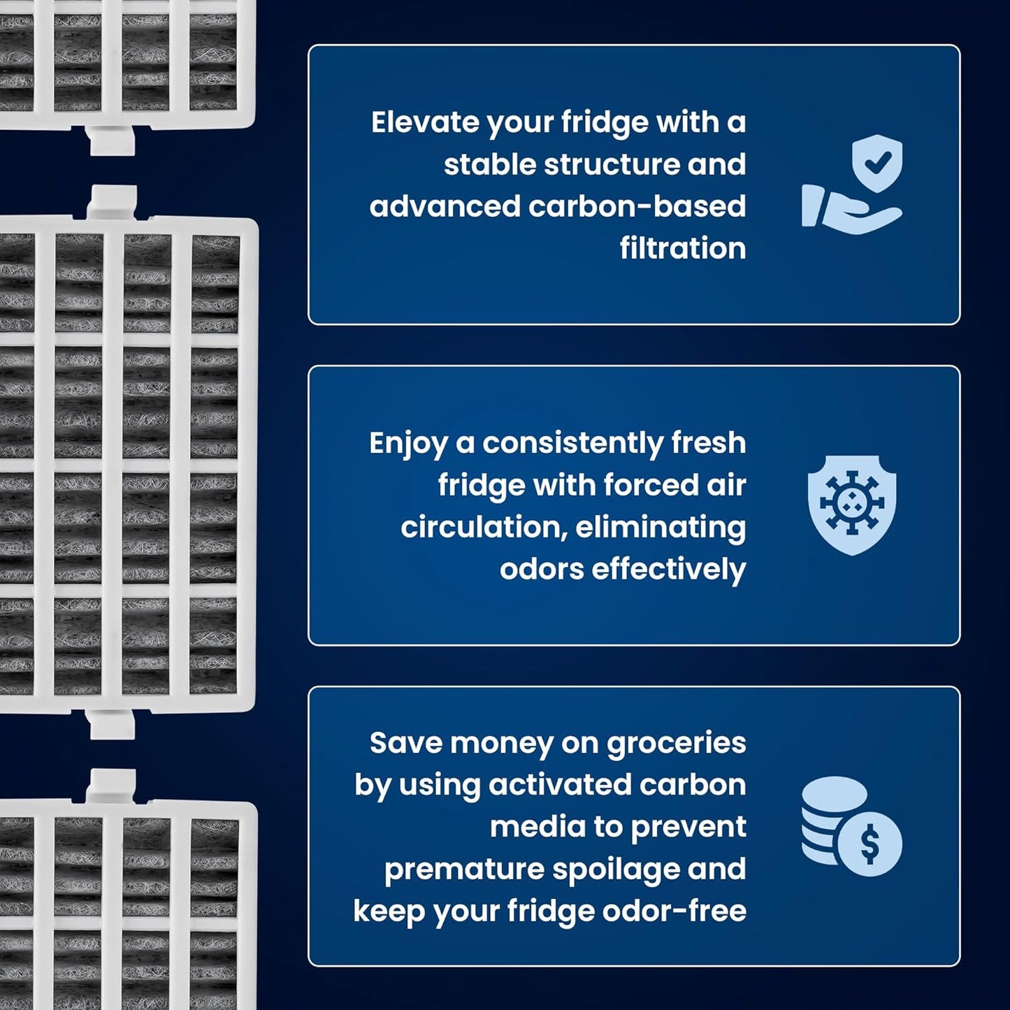 Whirlpool W10311524 Refrigerator Air Filter Replacement - 2 Pack by Mist Fresh