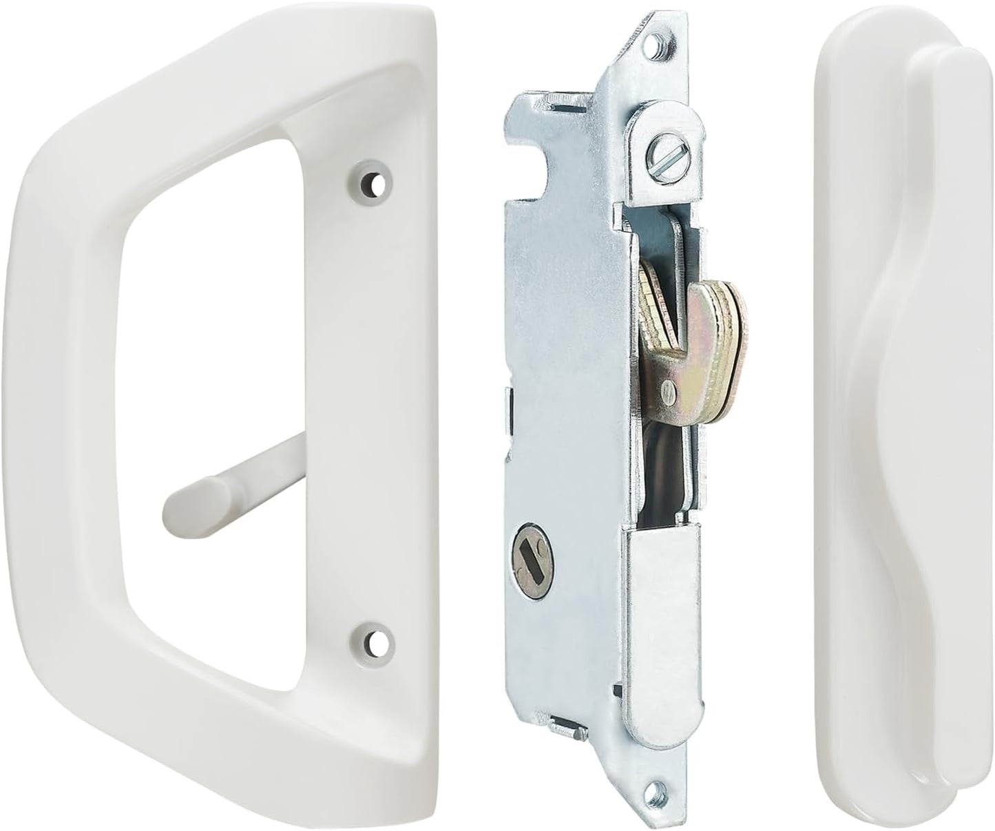 White AIsecure Sliding Glass Door Handle Set with Mortise Lock - Fits 1-1/2" to 1-3/4" Doors, Reversible Design, Non-Handed, Keyless Option