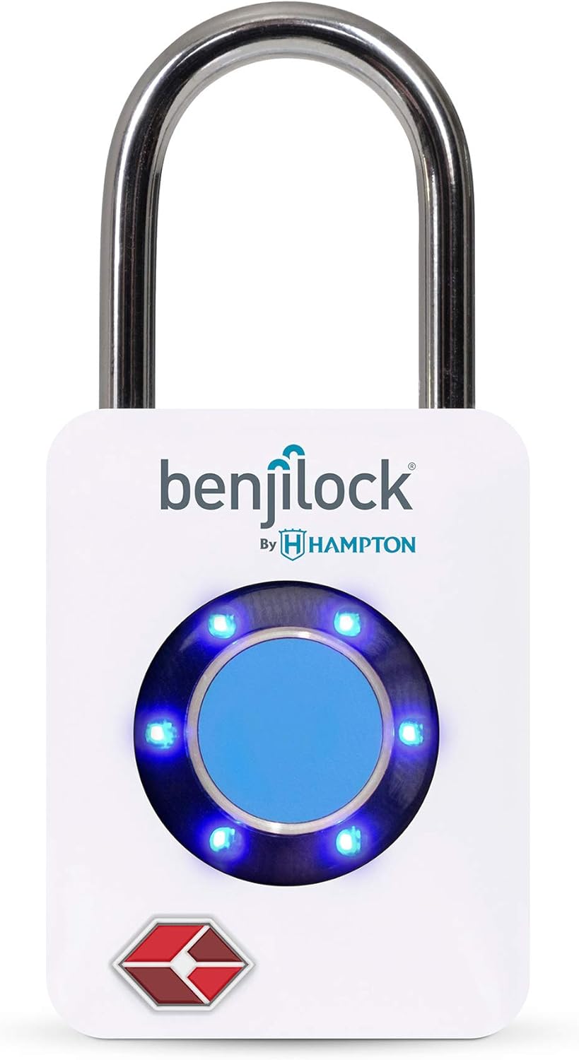 White BENJILOCK TSA-Approved Fingerprint Padlock by Hampton