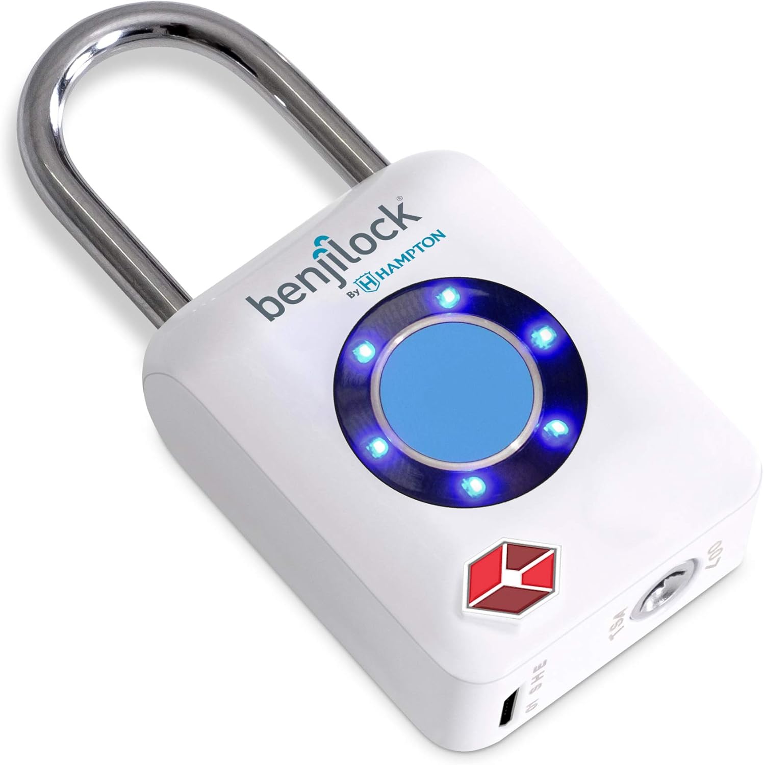 White BENJILOCK TSA-Approved Fingerprint Padlock by Hampton
