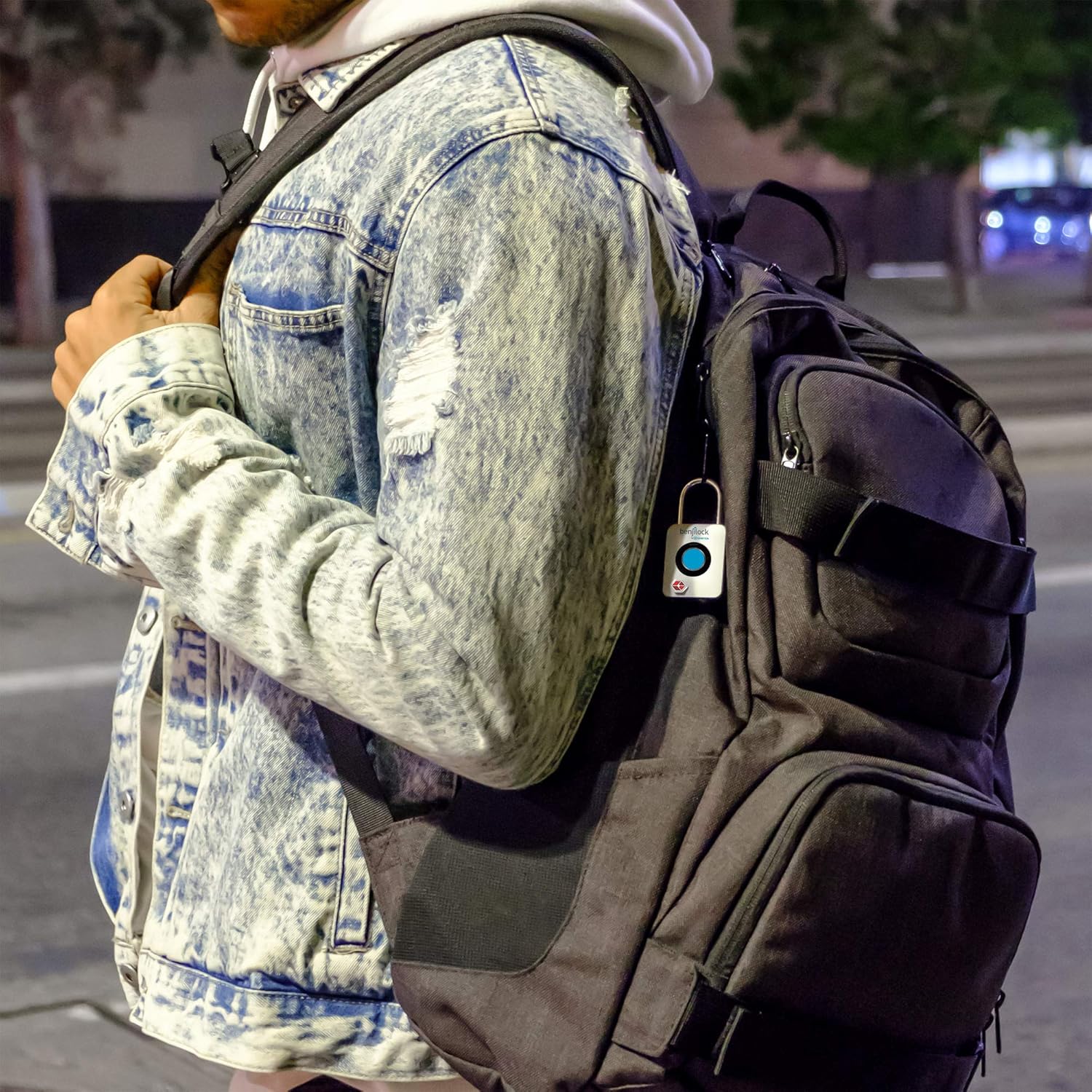 White BENJILOCK TSA-Approved Fingerprint Padlock by Hampton