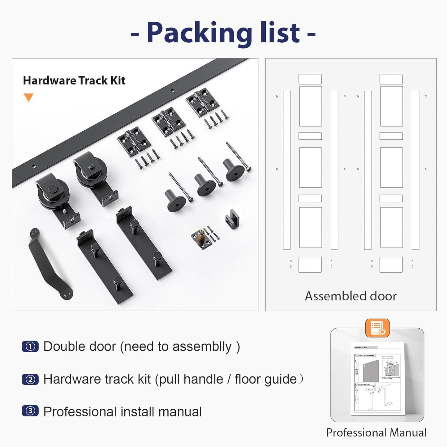 White Bi-fold Barn Door Sliding Folding Door Set with Hardware Kit - Solid MDF/PVC Surface, 32x84 (Double 16x84) - Assembly Required - WildKart