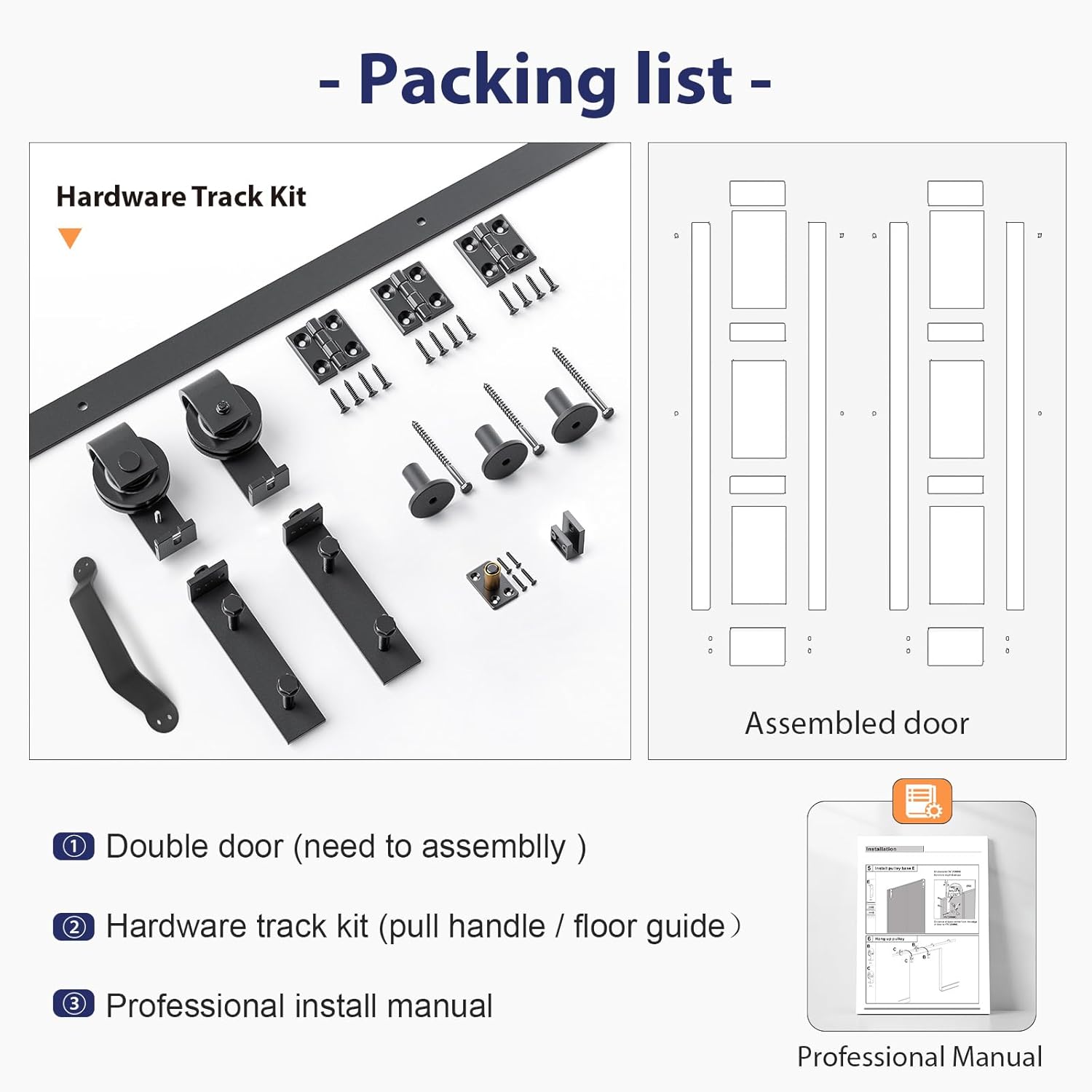White Bi-fold Barn Door Sliding Folding Door Set with Hardware Kit - Solid MDF/PVC Surface, 32x84 (Double 16x84) - Assembly Required - WildKart