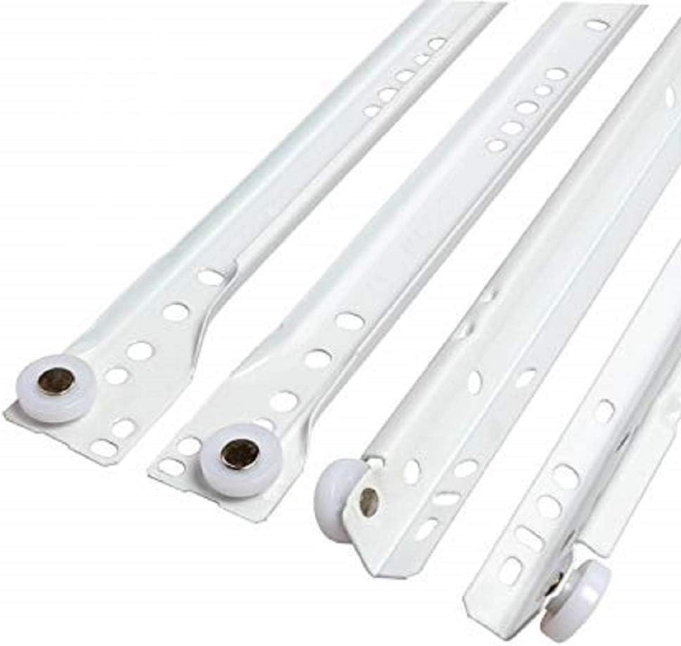 White Bottom Mount Euro Drawer Slide 14" Pair - Laurey 10514