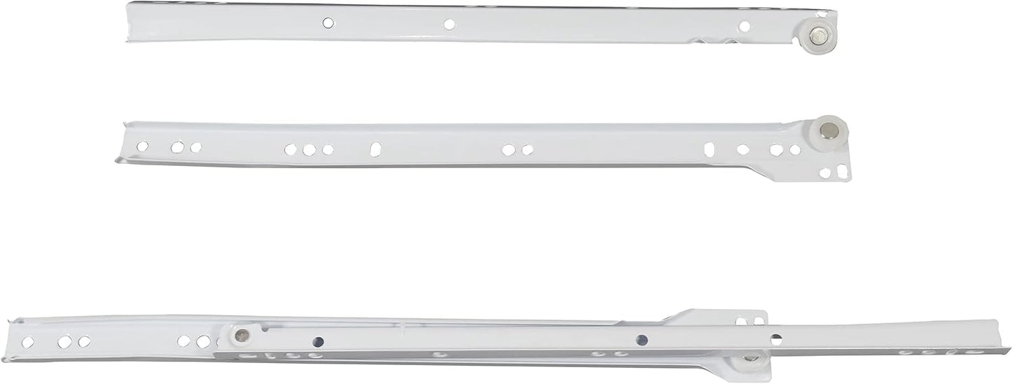 White Bottom Mount Euro Drawer Slide 14" Pair - Laurey 10514