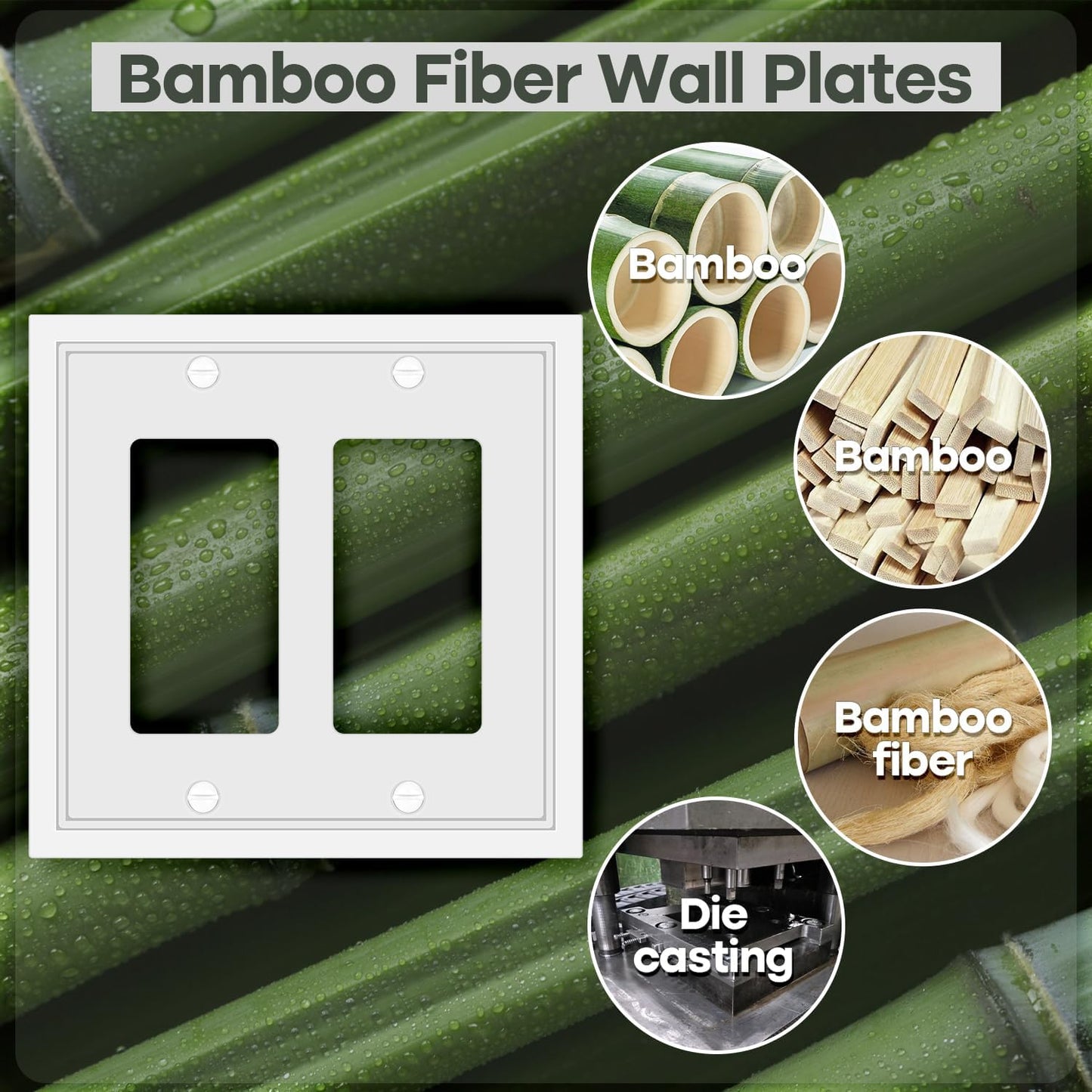 White Classic Double Decorator Switch Cover Plate - 2 Gang Rocker Wall Plate Cover for Duplex Toggle - 2 Pack