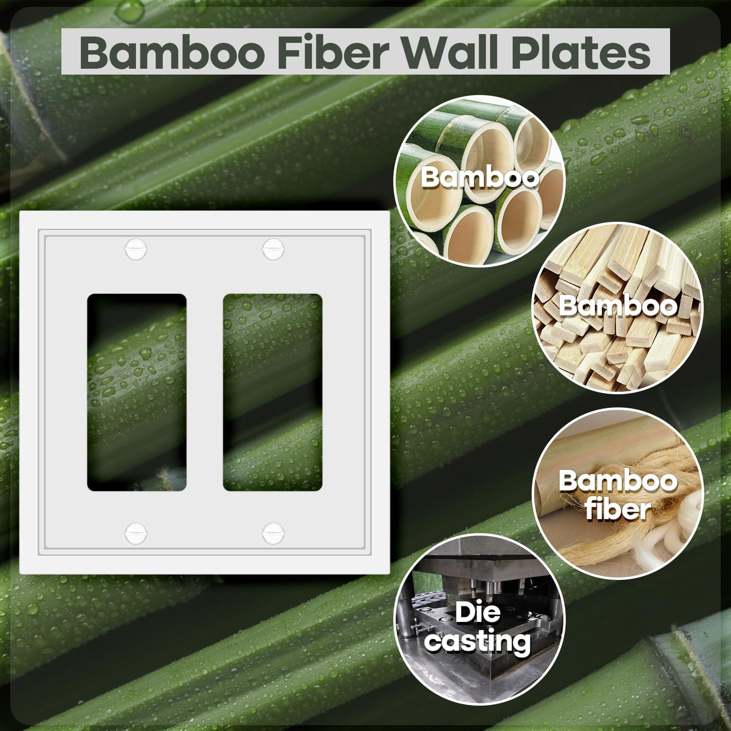 White Classic Double Decorator Switch Cover Plate - 2 Gang Rocker Wall Plate Cover for Duplex Toggle - 2 Pack