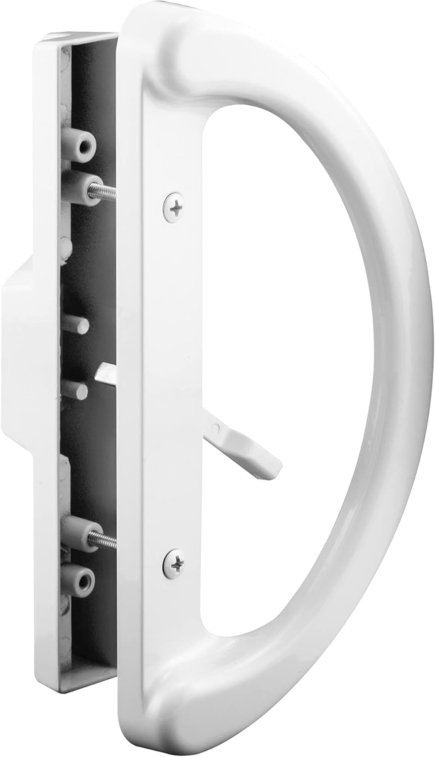 White Diecast Non-Keyed Sliding Patio Door Handle Set - Easy Replacement for Old Handles - Fits 3-15/16” Hole Spacing - Prime-Line C 1225