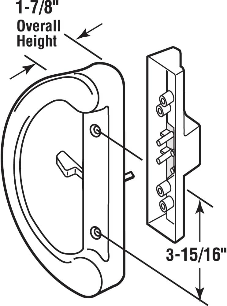 White Diecast Non-Keyed Sliding Patio Door Handle Set - Easy Replacement for Old Handles - Fits 3-15/16” Hole Spacing - Prime-Line C 1225