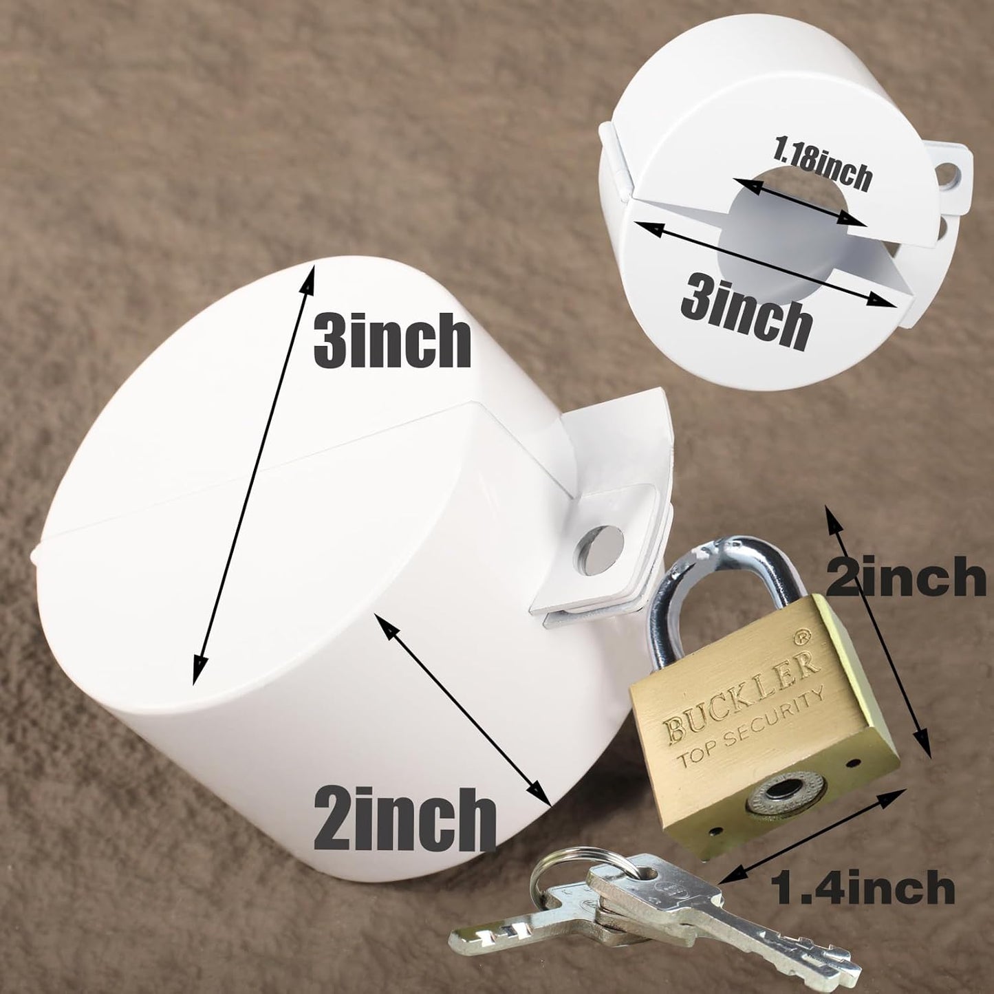 White Door Handle Lock Cover with Padlock - Temporary Knob Lockout Device for Faucet Safety - Prevent Entry into Keyhole