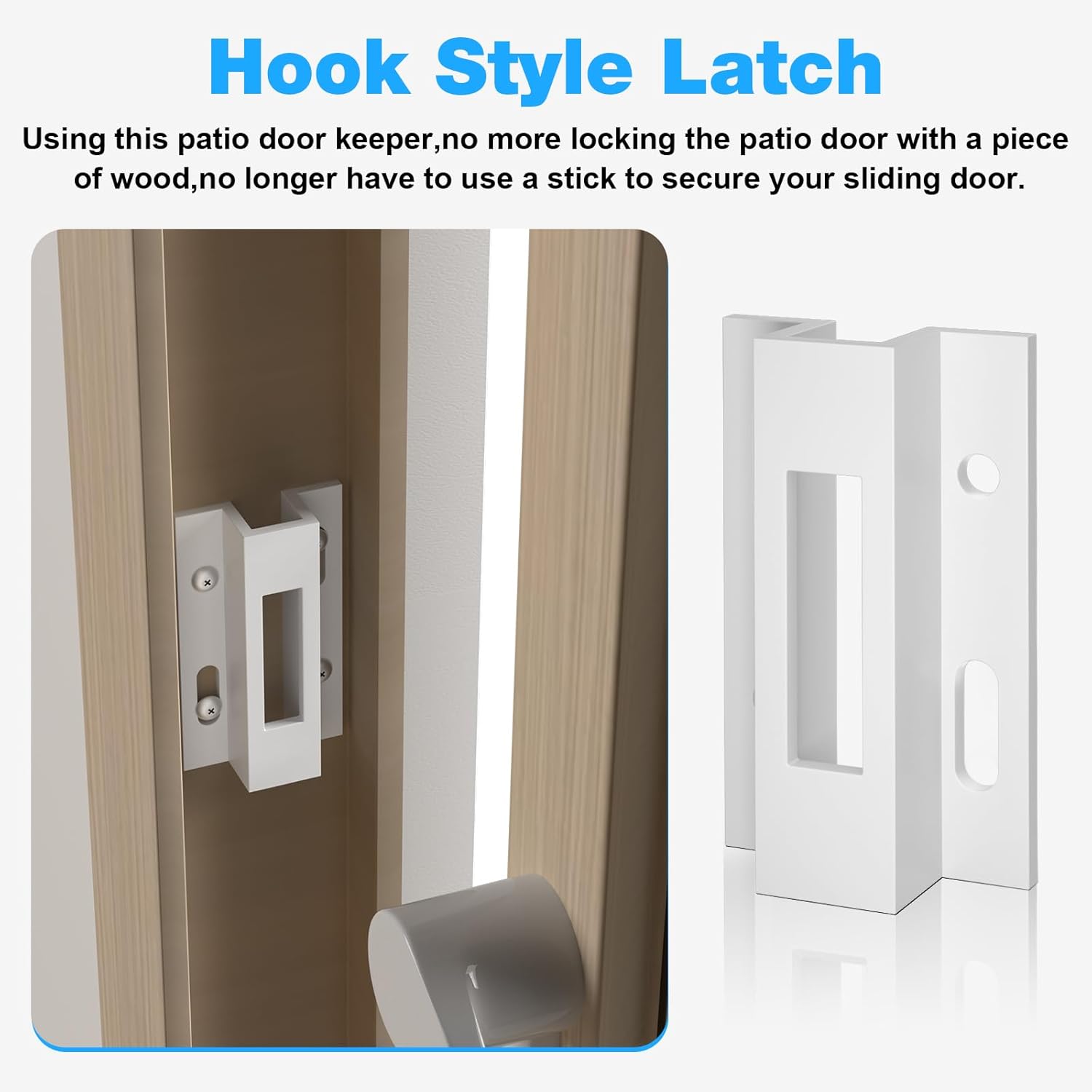 White Extruded Aluminum Hook Style Latch for Sliding Glass Doors - Pella, Micron 1200 Series, Viking - E 2124 Replacement (1 Pack)