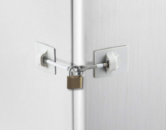 White Guardianite Refrigerator Door Lock with Padlock - Secure Your Fridge Items with this Locking Mechanism