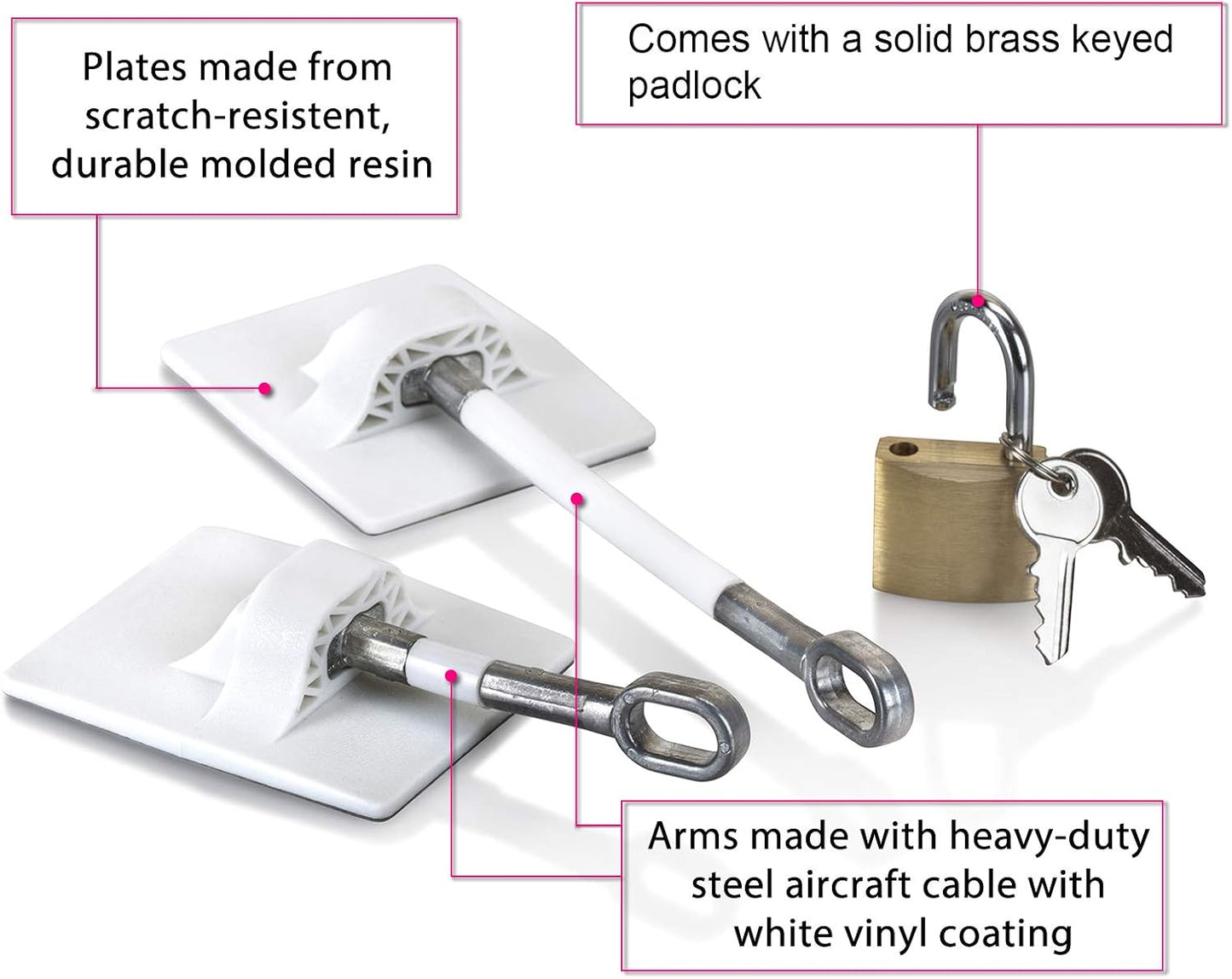 White Guardianite Refrigerator Door Lock with Padlock - Secure Your Fridge Items with this Locking Mechanism