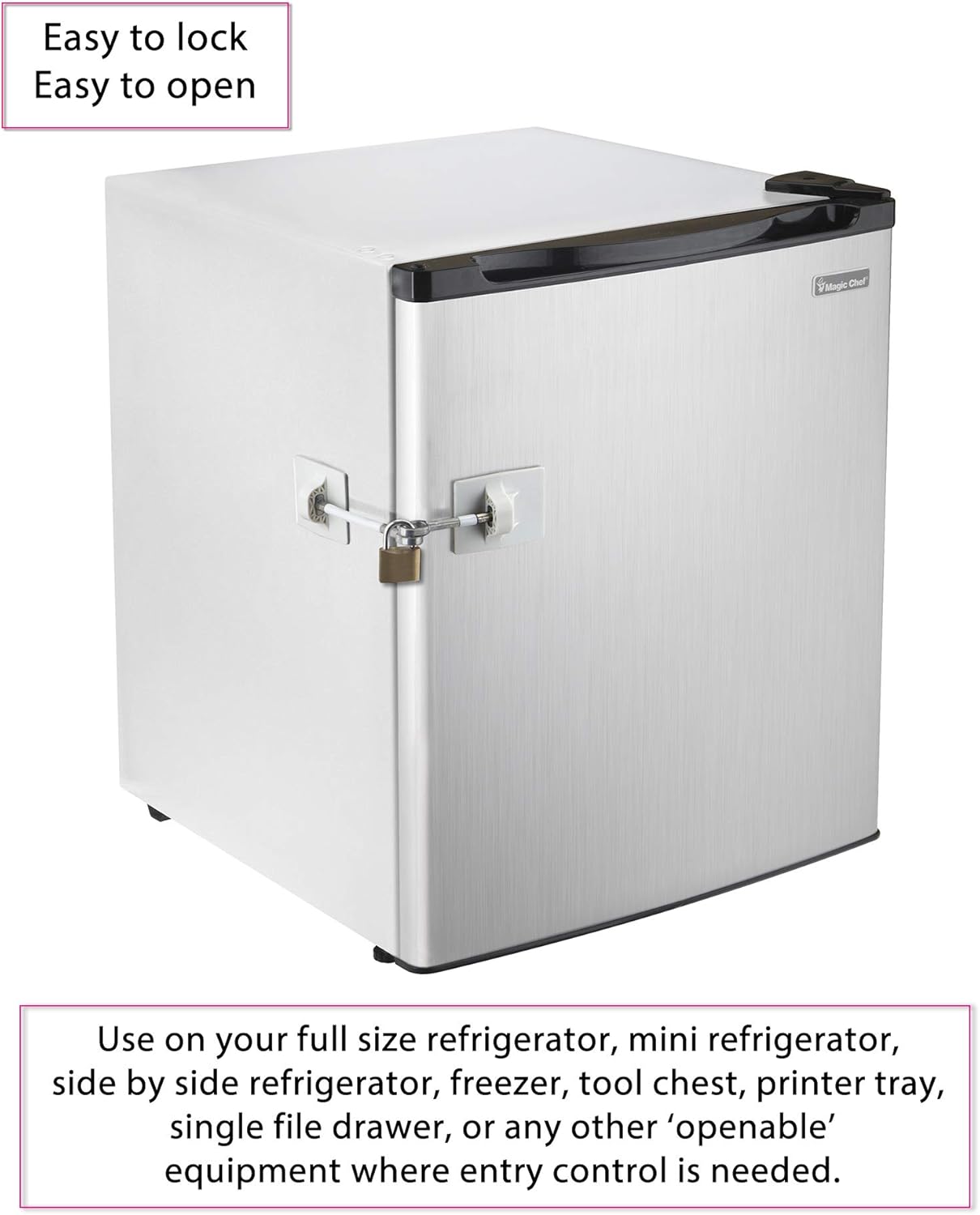 White Guardianite Refrigerator Door Lock with Padlock - Secure Your Fridge Items with this Locking Mechanism