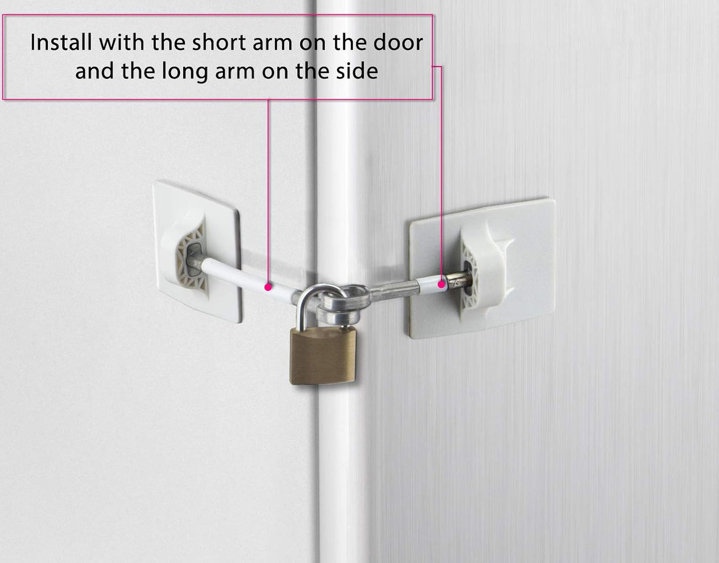 White Guardianite Refrigerator Door Lock with Padlock - Secure Your Fridge Items with this Locking Mechanism