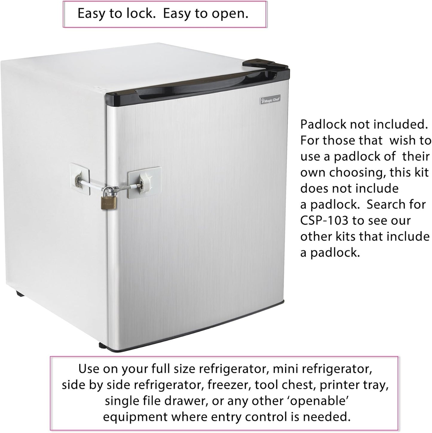White Guardianite Refrigerator Lock - No Padlock Included - Secure Your Fridge