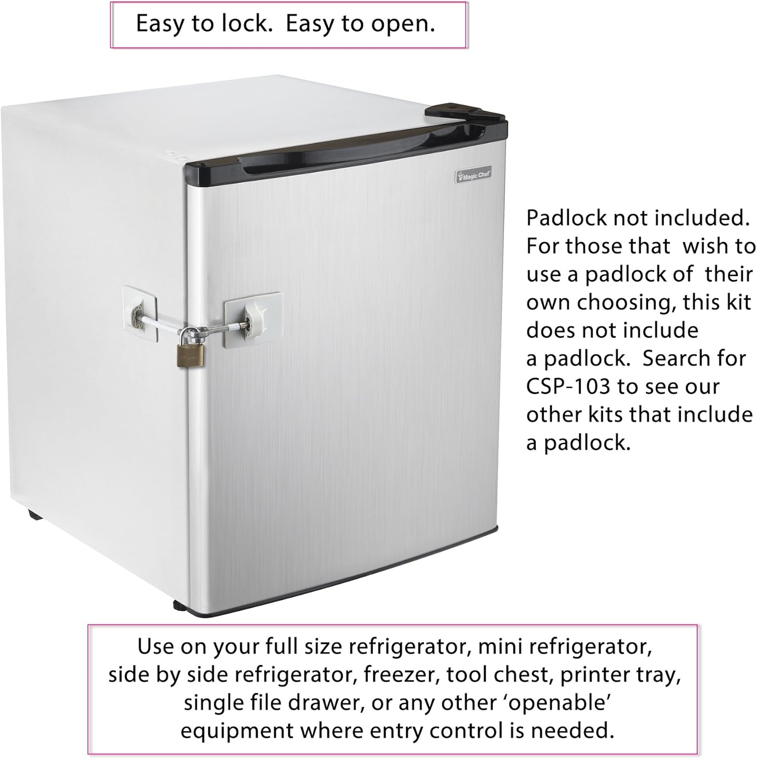 White Guardianite Refrigerator Lock - No Padlock Included - Secure Your Fridge