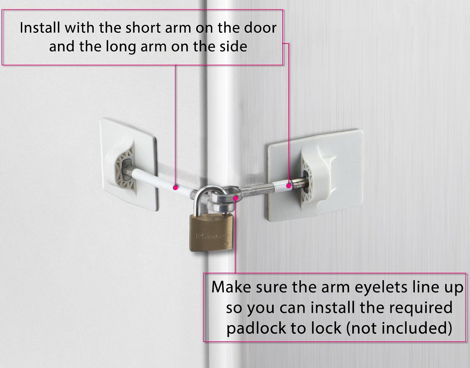 White Guardianite Refrigerator Lock - No Padlock Included - Secure Your Fridge