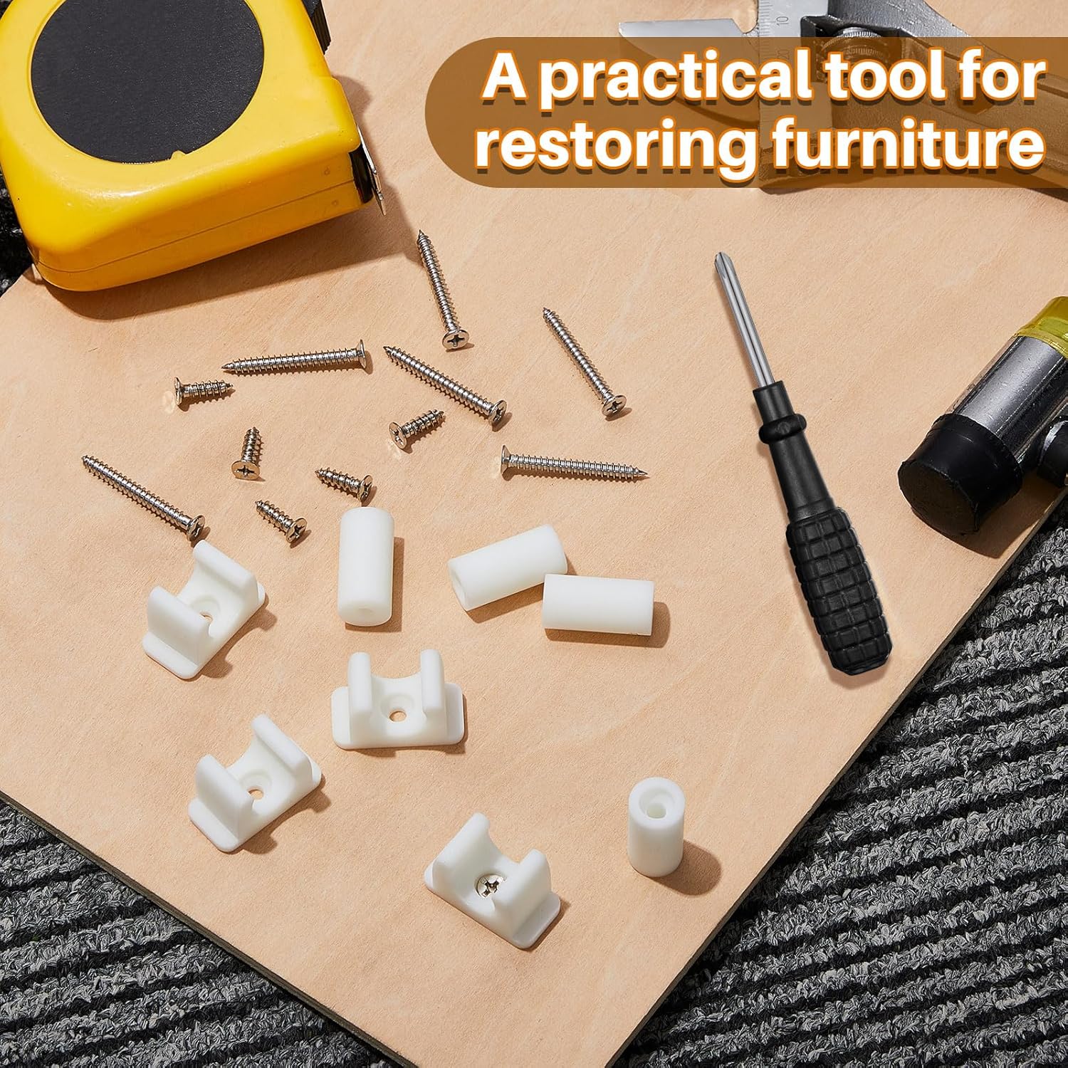 White Juexica False Front Clips for Cabinet and Drawer Sink Tip Out - Set of 4 Pairs with Screws and Screwdrivers