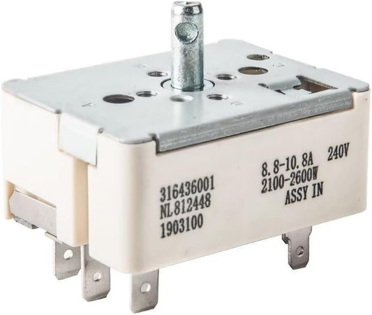 White Kontrollexperten 316436001 OEM Infinite Switch for Frigidaire & Affiliated Brands - Replaces Parts 316021501, 1155395 - Compatible with NT-R68C