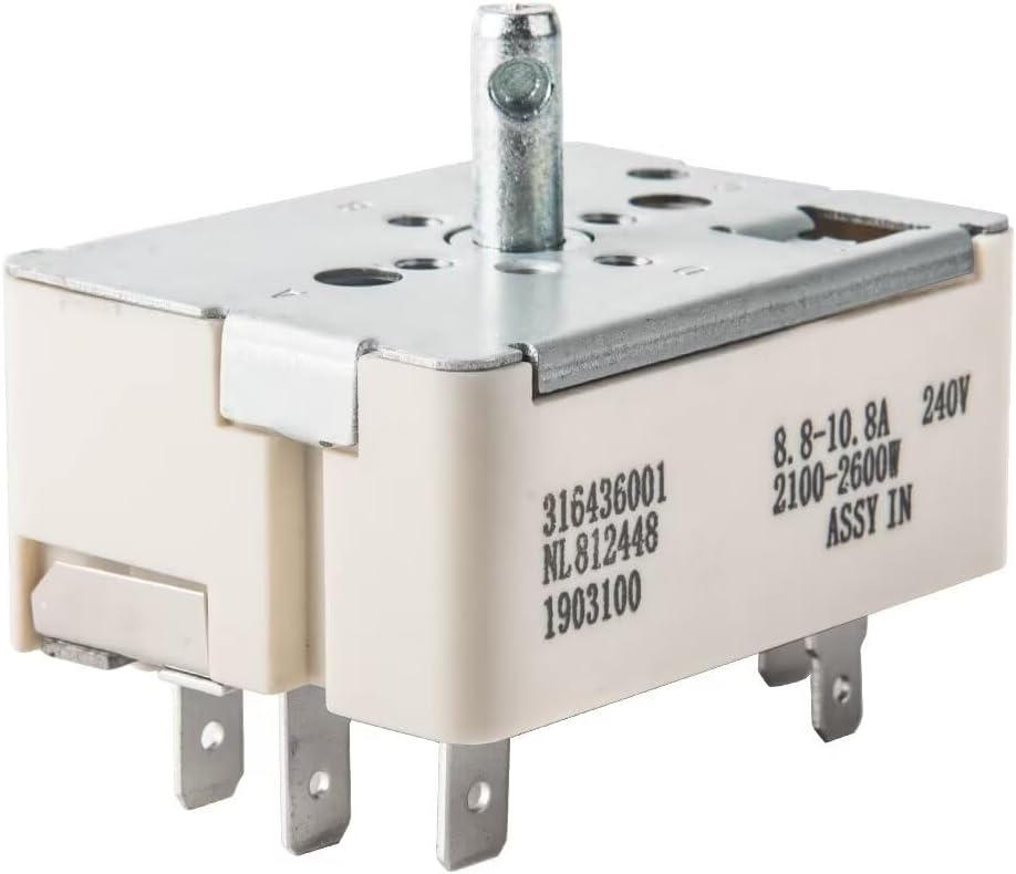 White Kontrollexperten 316436001 OEM Infinite Switch for Frigidaire & Affiliated Brands - Replaces Parts 316021501, 1155395 - Compatible with NT-R68C