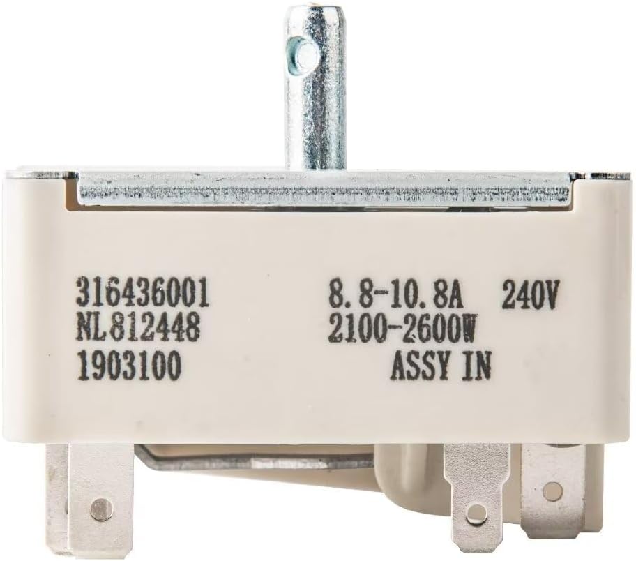 White Kontrollexperten 316436001 OEM Infinite Switch for Frigidaire & Affiliated Brands - Replaces Parts 316021501, 1155395 - Compatible with NT-R68C