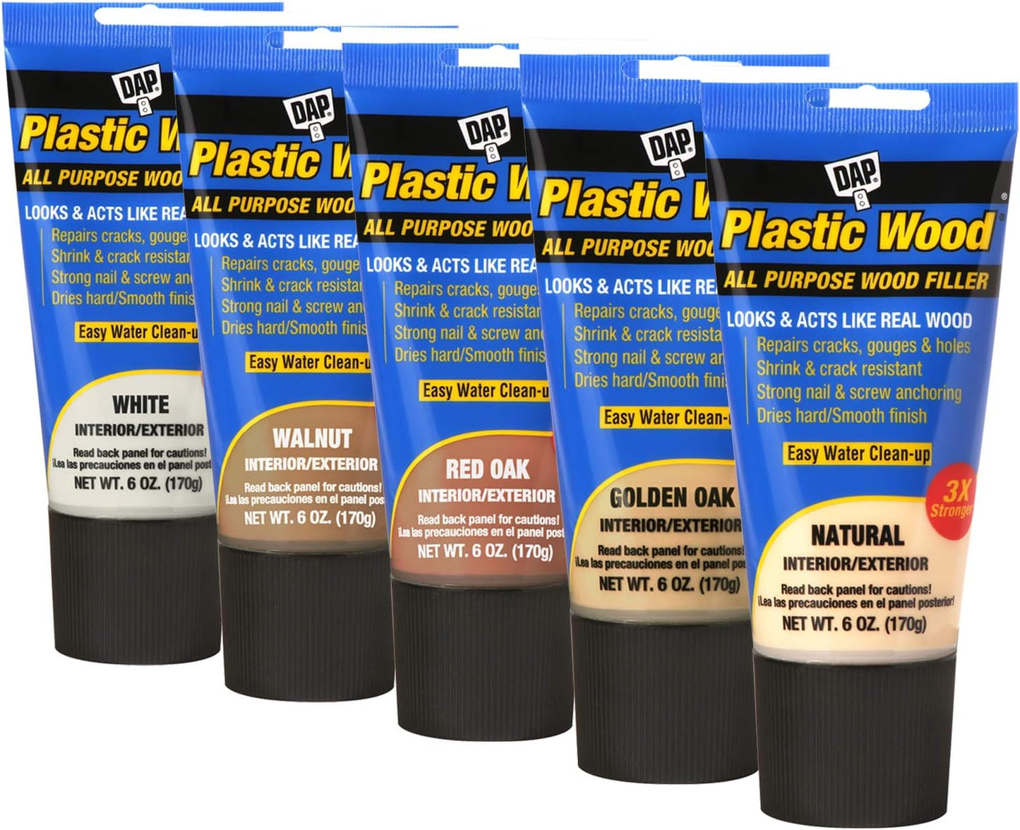 White Latex Wood Filler 6oz & Red Devil 4718 3-Piece Plastic Knife Set - Combo Pack for Home Repairs