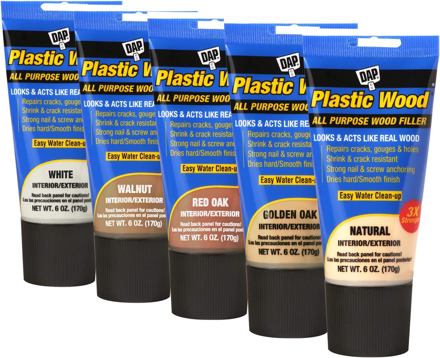 White Latex Wood Filler 6oz & Red Devil 4718 3-Piece Plastic Knife Set - Combo Pack for Home Repairs