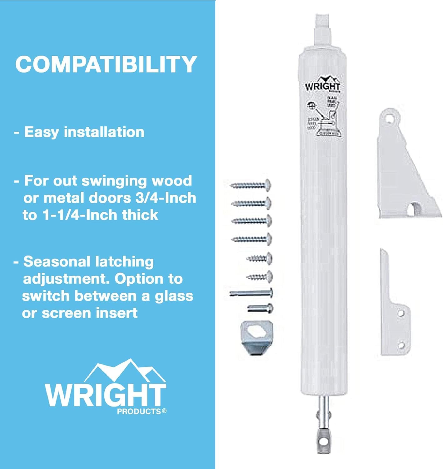 White Light Duty Pneumatic Screen & Storm Door Closer by Wright Products (V820AWH)