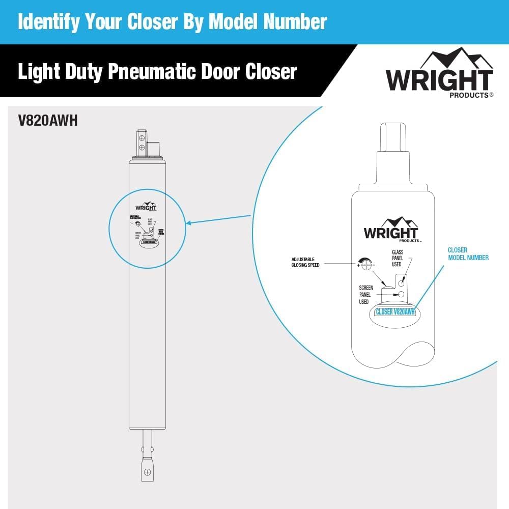 White Light Duty Pneumatic Screen & Storm Door Closer by Wright Products (V820AWH)